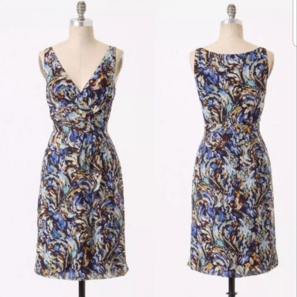 Anthropologie Moulinette Soeurs Oak Apple Silk Dress Size 2